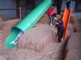 Pictures of Students enjoying the plastic slides at farmer teds